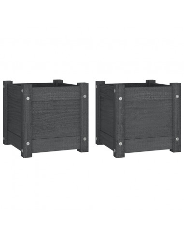 Fioriere da Giardino 2 pz Grigie 31x31x31 cm in Legno di Pino