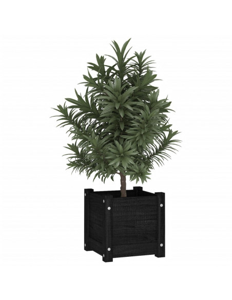 Fioriere da Giardino 2 pz Nere 31x31x31 cm in Massello di Pino
