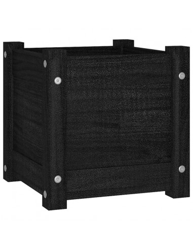 Fioriere da Giardino 2 pz Nere 31x31x31 cm in Massello di Pino