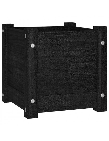 Fioriere da Giardino 2 pz Nere 31x31x31 cm in Massello di Pino