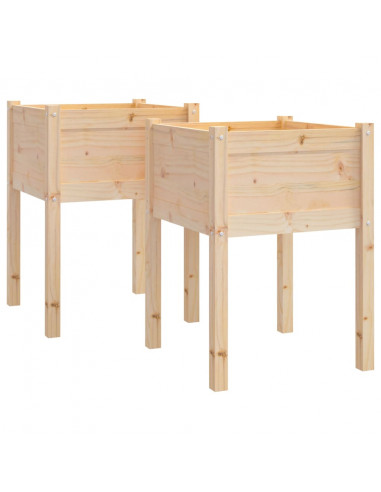 Fioriere da Giardino 2 pz 50x50x70 cm in Legno Massello di Pino