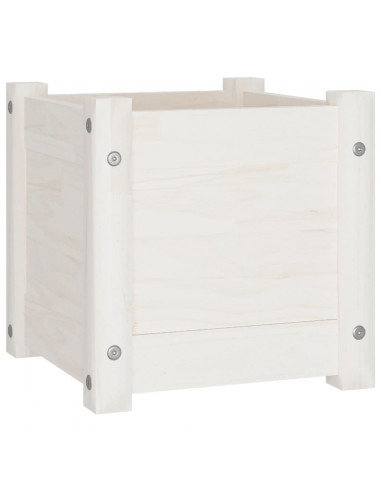 Fioriera da Giardino Bianca 31x31x31 cm Legno Massello di Pino