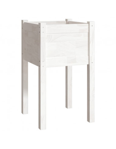 Fioriera da Giardino Bianca 40x40x70 cm Legno Massello di Pino