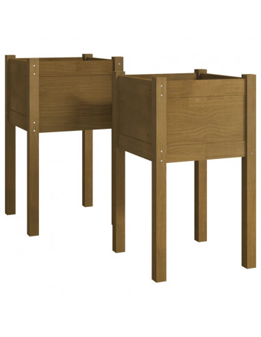 Fioriere da Giardino 2 pz Miele 40x40x70 cm in Legno di Pino