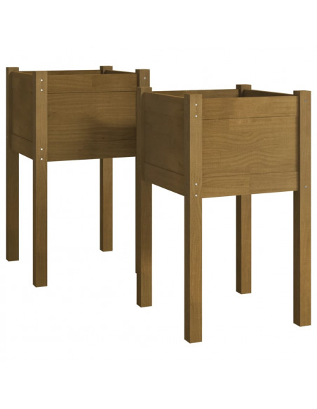 Fioriere da Giardino 2 pz Miele 40x40x70 cm in Legno di Pino