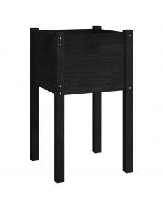 Fioriera da Giardino Nera 40x40x70 cm in Legno Massello di Pino 2