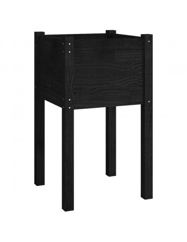Fioriera da Giardino Nera 40x40x70 cm in Legno Massello di Pino
