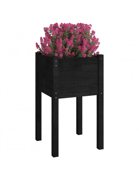 Fioriera da Giardino Nera 40x40x70 cm in Legno Massello di Pino