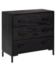 Cassettiera Nera 75x35x70 cm in Legno Massello di Pino 2