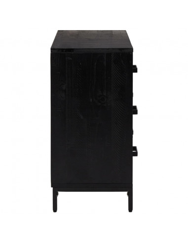 Cassettiera Nera 75x35x70 cm in Legno Massello di Pino