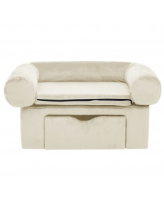 Divano per Cani con Cassetto Crema 75x50x38 cm in Peluche 2