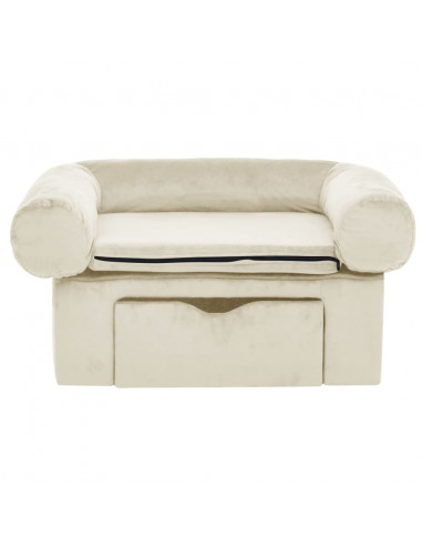 Divano per Cani con Cassetto Crema 75x50x38 cm in Peluche