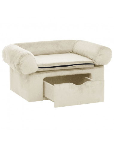 Divano per Cani con Cassetto Crema 75x50x38 cm in Peluche