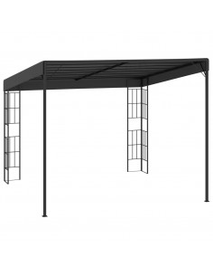 Gazebo a Parete 3x3 m Antracite in Tessuto