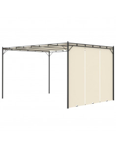 Gazebo da Giardino con Tenda Laterale 4x3x2,25 m Crema