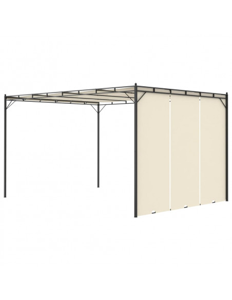 Gazebo da Giardino con Tenda Laterale 4x3x2,25 m Crema
