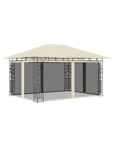 Gazebo con Zanzariera 4x3x2,73 m Crema 180 g/m²