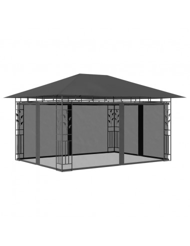 Gazebo con Zanzariera 4x3x2,73 m Antracite 180 g/m²