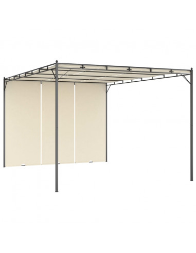 Gazebo da Giardino con Tenda Laterale 4x3x2,25 m Crema