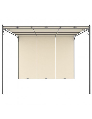 Gazebo da Giardino con Tenda Laterale 4x3x2,25 m Crema
