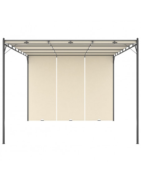 Gazebo da Giardino con Tenda Laterale 4x3x2,25 m Crema