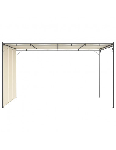 Gazebo da Giardino con Tenda Laterale 4x3x2,25 m Crema
