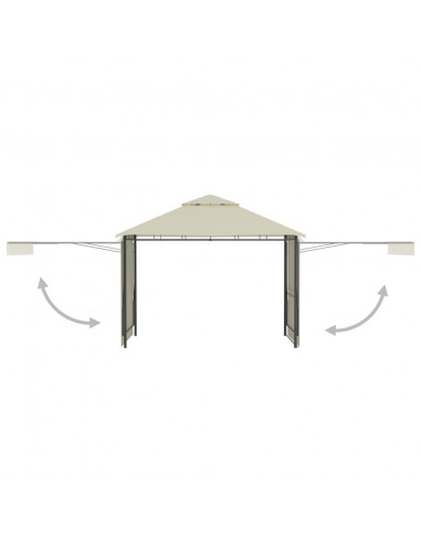 Gazebo con Tetto Doppio Estendibile 3x3x2,75 m Crema 180 g/m²
