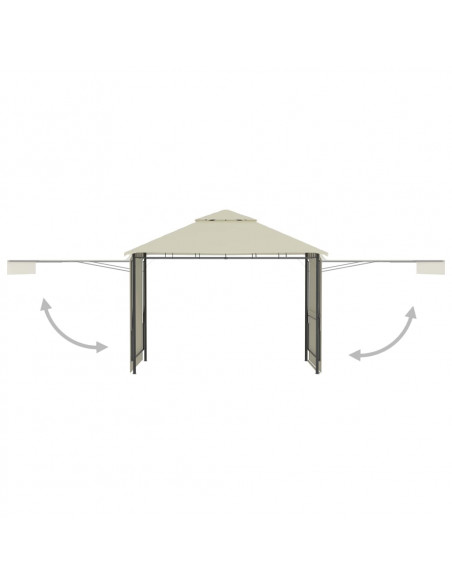 Gazebo con Tetto Doppio Estendibile 3x3x2,75 m Crema 180 g/m²