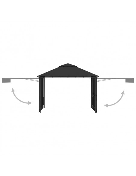 Gazebo Tetto Doppio Estendibile 3x3x2,75 m Antracite 180 g/m²