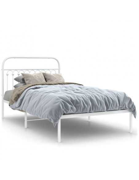 Giroletto con Testiera Metallo Bianco 107x203 cm