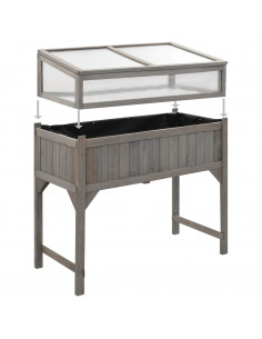 Aiuola Rialzata con Copertura Serra 110x54x120cm Abete Massello 2