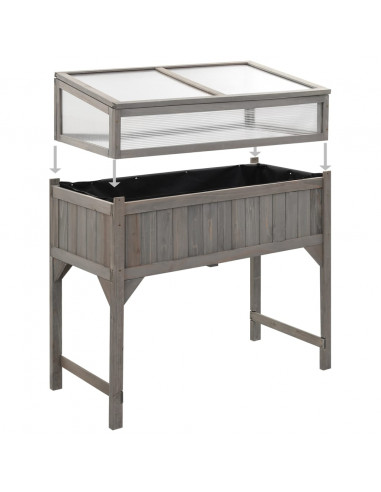 Aiuola Rialzata con Copertura Serra 110x54x120cm Abete Massello