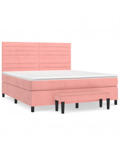 Giroletto a Molle con Materasso Rosa 180x200 cm in Velluto 2