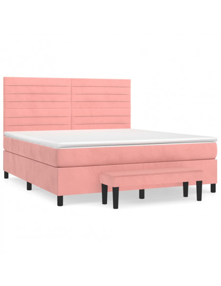 Giroletto a Molle con Materasso Rosa 180x200 cm in Velluto