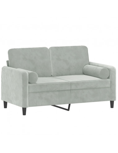 Divano a 2 Posti con Cuscini Grigio Chiaro 120 cm in Velluto