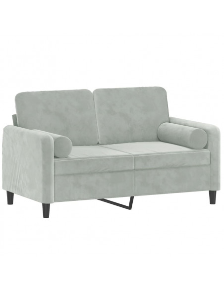 Divano a 2 Posti con Cuscini Grigio Chiaro 120 cm in Velluto