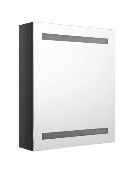 Armadietto Bagno con Specchio e LED Nero Lucido 50x14x60 cm
