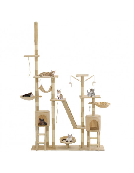 Albero per Gatti con Tiragraffi in Sisal 230-250 cm Beige