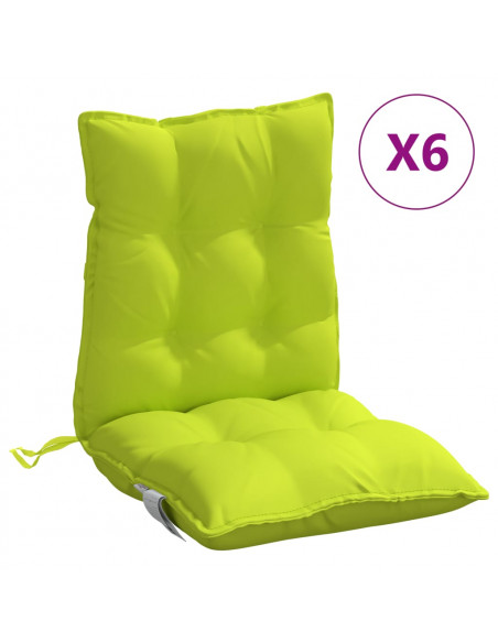 Cuscini Sedia Schienale Basso 6 pz Verde Chiaro Tessuto Oxford
