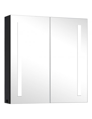 Armadietto Bagno con Specchio e LED 60x14x62 cm