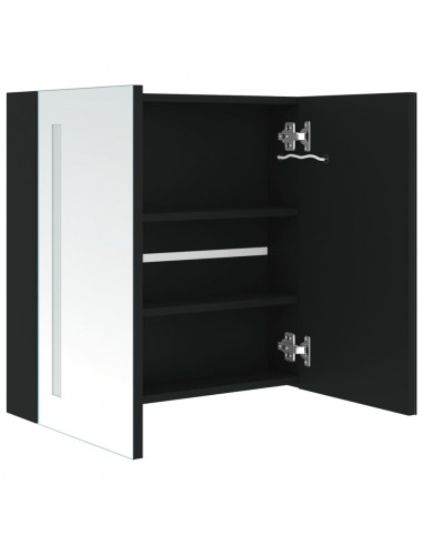 Armadietto Bagno con Specchio e LED 60x14x62 cm