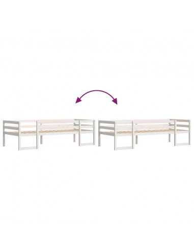 Giroletto per Bambini Bianco 75x190cm in Legno Massello di Pino