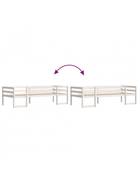 Giroletto per Bambini Bianco 75x190cm in Legno Massello di Pino