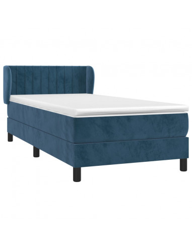 Giroletto a Molle con Materasso Blu Scuro 90x200 cm in Velluto