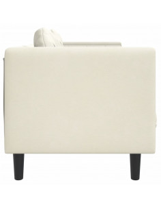 Divano a 2 Posti con Cuscini Crema in Velluto