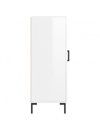 Credenza Bianco Lucido 34,5x34x90 cm in Legno Multistrato