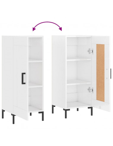 Credenza Bianco Lucido 34,5x34x90 cm in Legno Multistrato