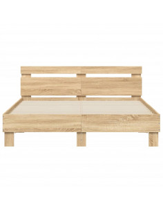 Giroletto con Testiera e LED Rovere Sonoma 140x190 cm 2