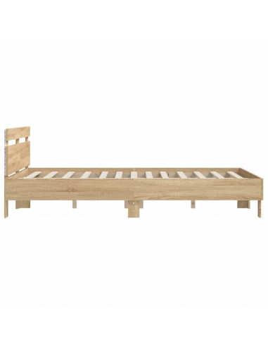 Giroletto con Testiera e LED Rovere Sonoma 140x190 cm