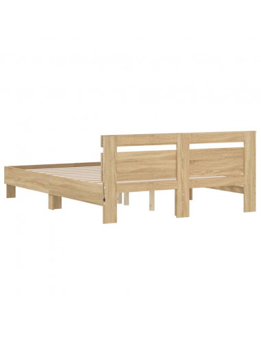 Giroletto con Testiera e LED Rovere Sonoma 140x190 cm